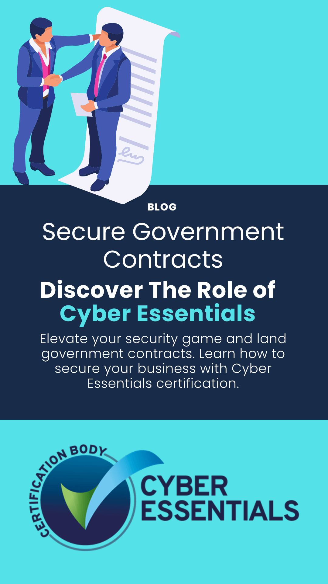 Blog image to promote article which educates readers on how Cyber Essentials scheme can help you gain government contracts.