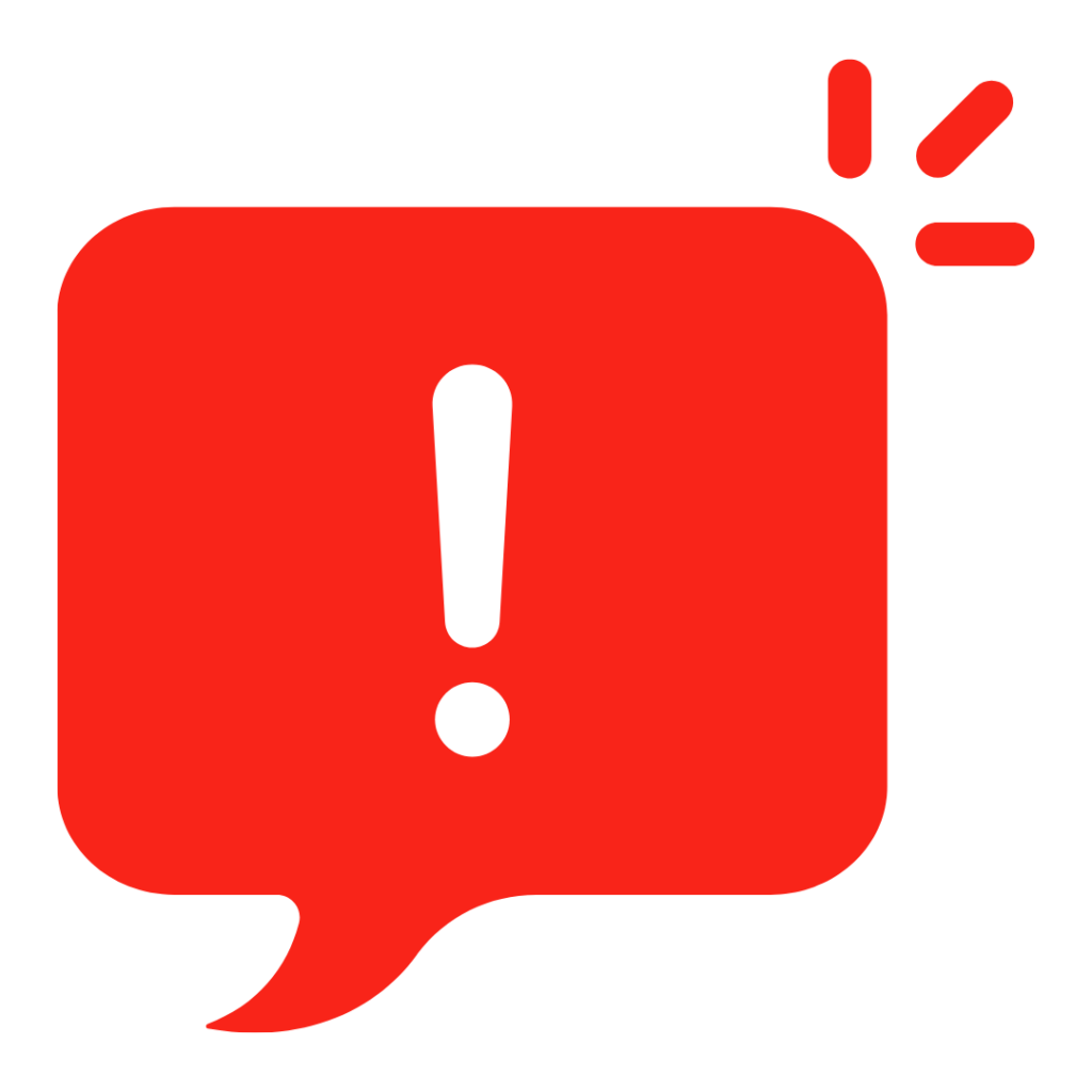 Image of a red speech bubble with an exclamation mark in the middle to highlight a priority