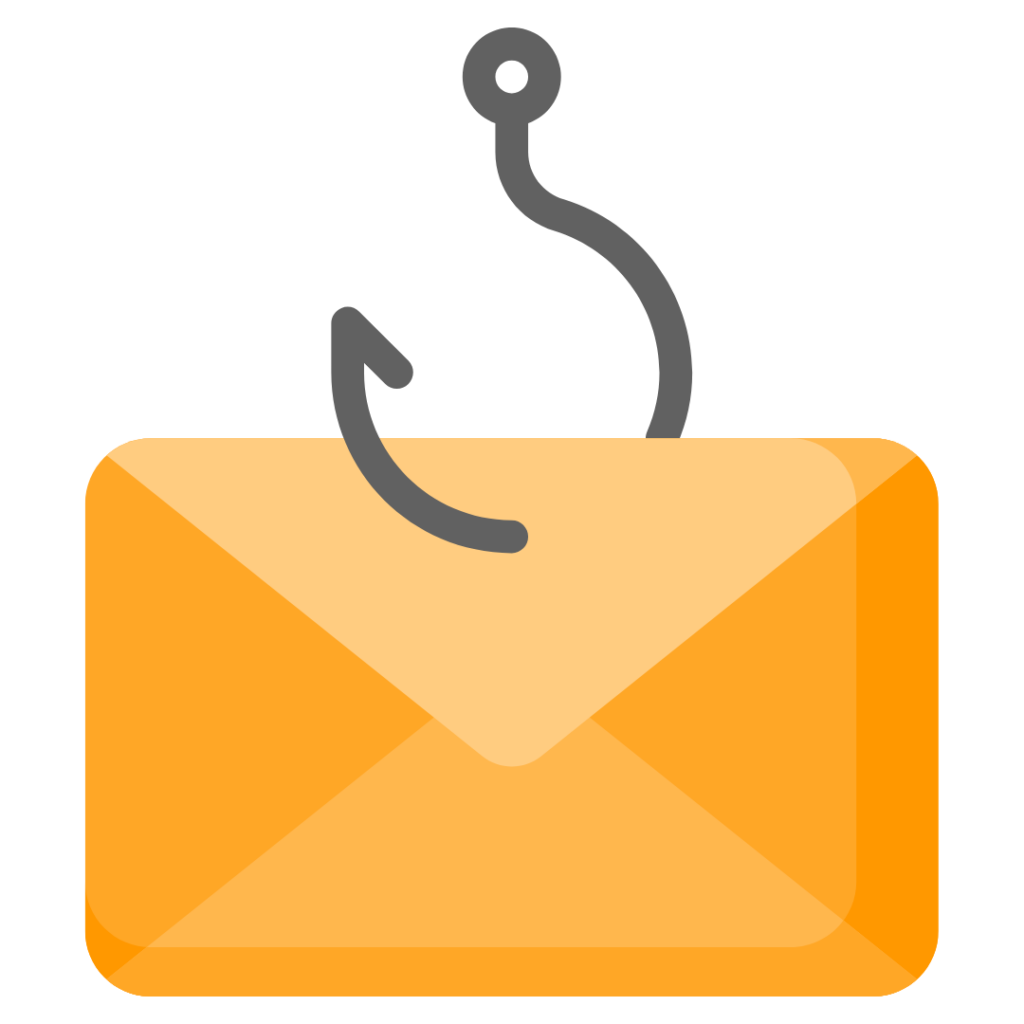 An image of an email letter being hooked to imitate phishing and email.