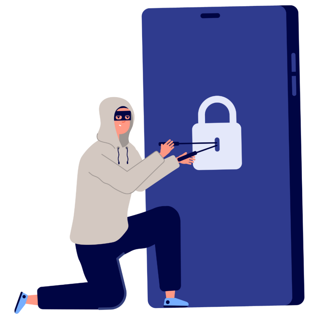 An image of someone picking a lock on a phone to show that they're hacking into data