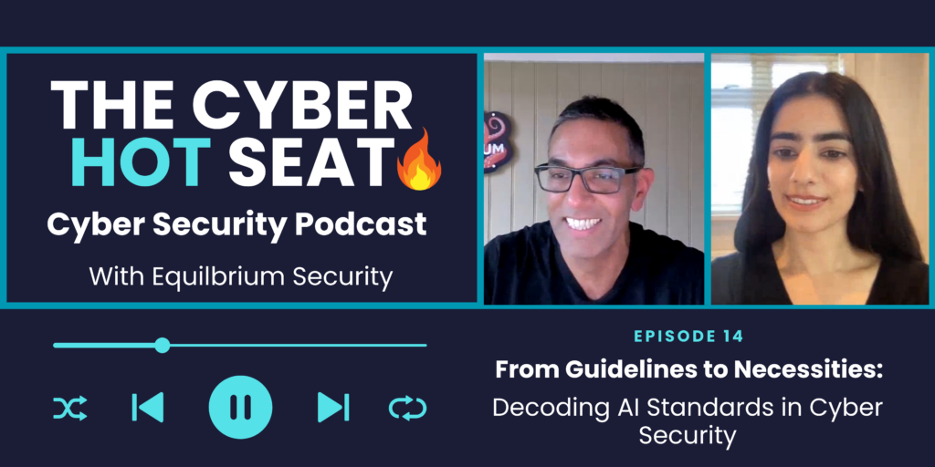 An image of the podcast banner for episode 14 of The Cyber Hot Seat. The image includes a the title and pictures of the host and guest.
