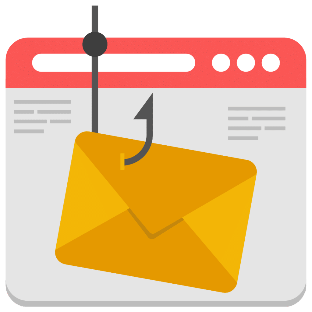 An image of an email being hooked away to resemble a phishing attack