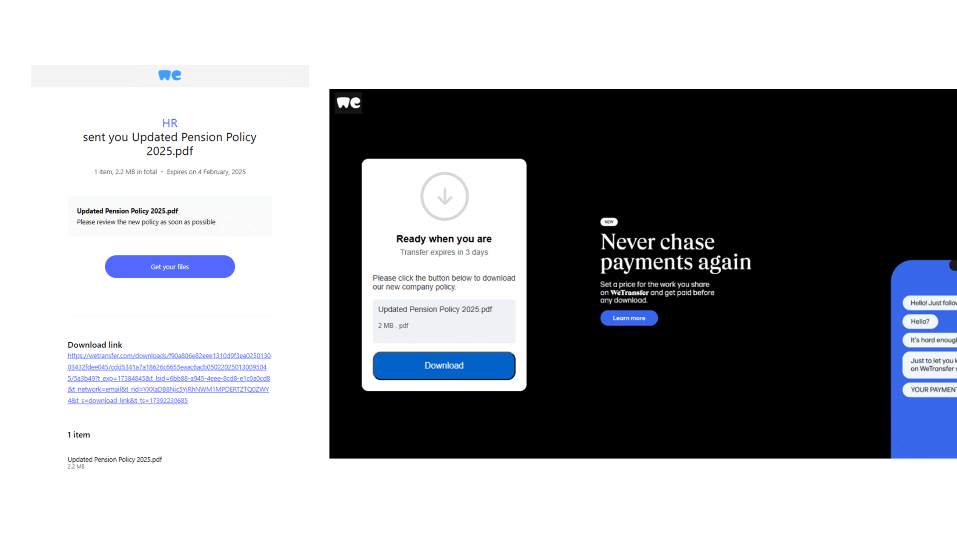 phishing simulation example for equilibrium's web service page