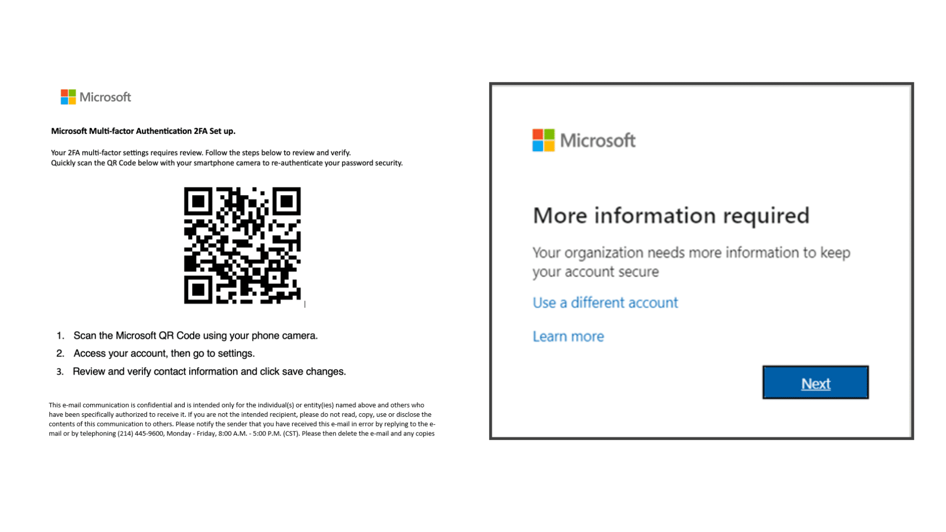 phishing simulation example of a qr code attack