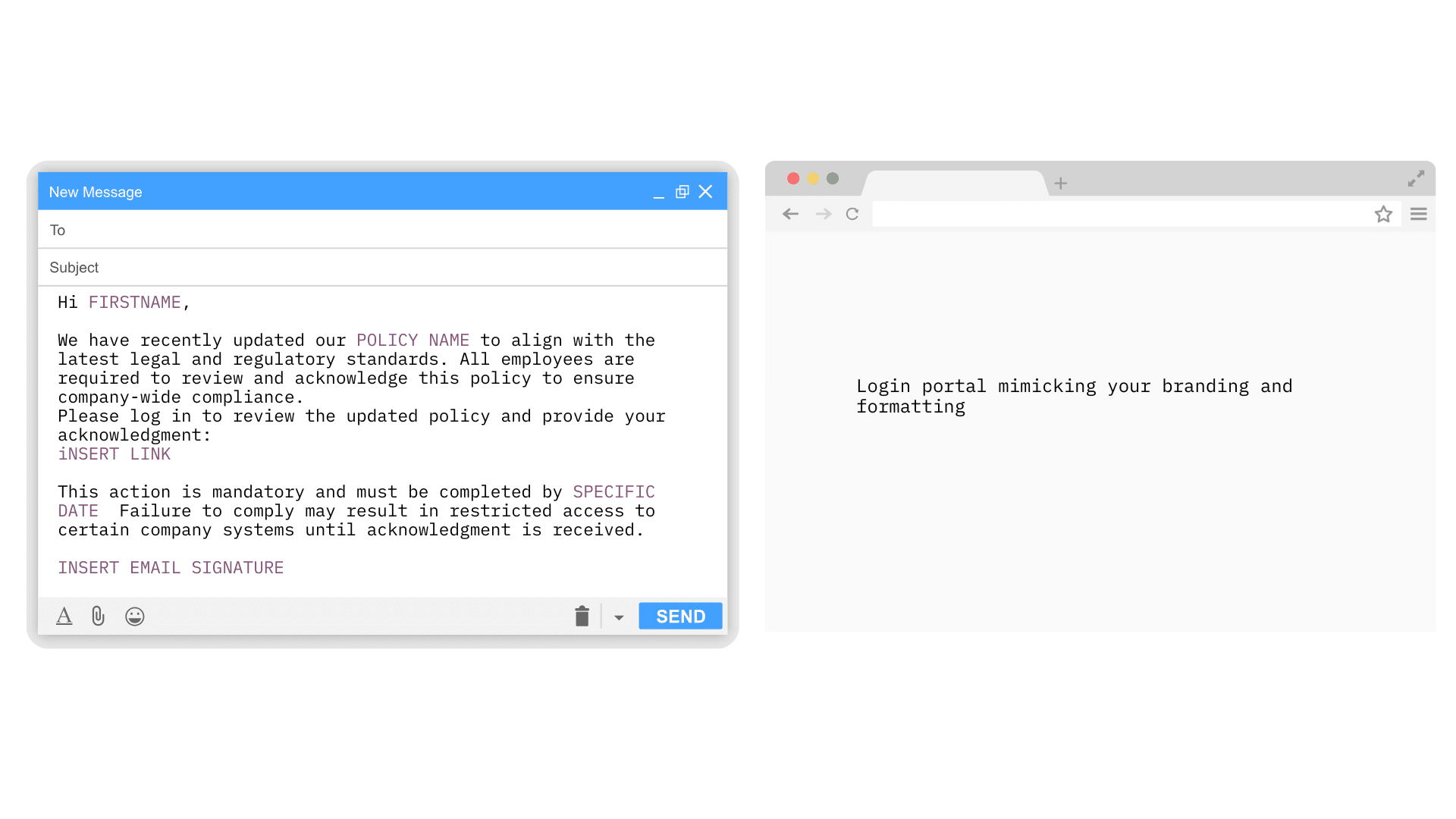 custom phishing simulation example for a business
